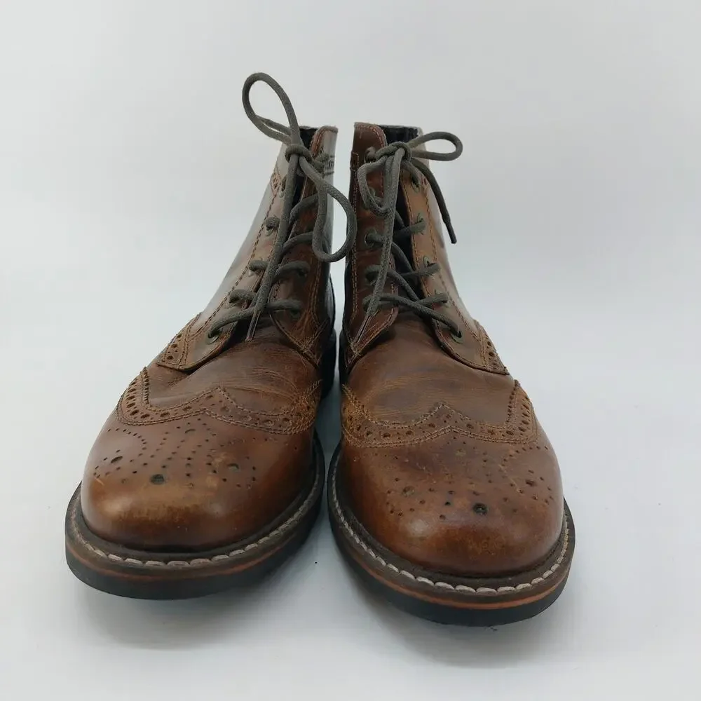 Crevo Speakeasy Memory Chestnut Lace Up Leather Boots Sz 11
